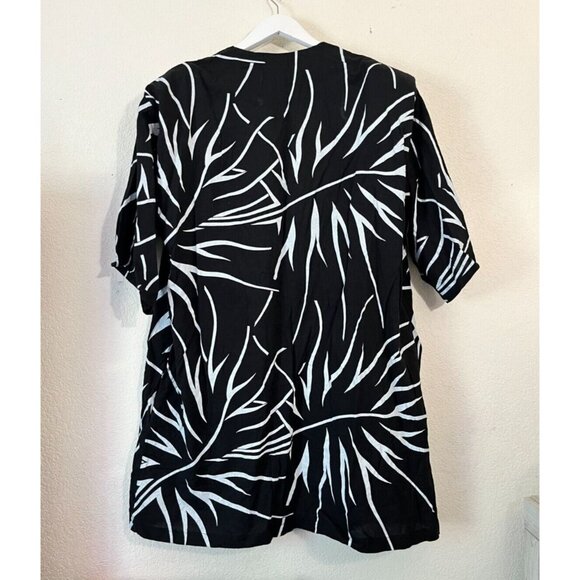 Tanya Whiteside Women's Black & White Abstract Open Front Kimono Jacket Cardigan - Picture 2 of 9